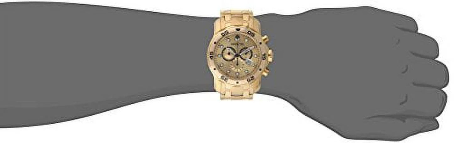 Men'S 0074 Pro Diver Scuba Champagne Dial Gold Steel Bracelet Dive Watch