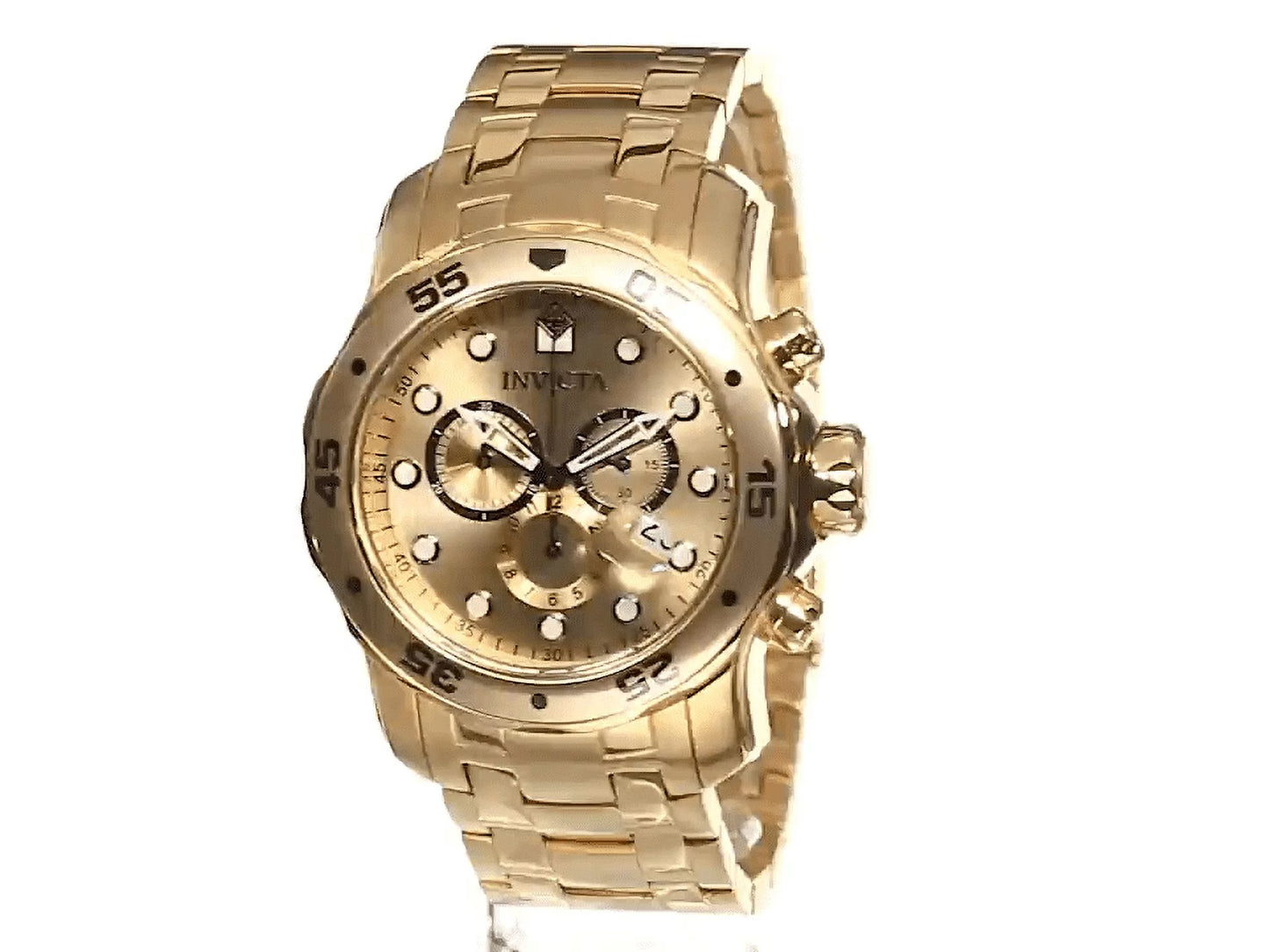 Men'S 0074 Pro Diver Scuba Champagne Dial Gold Steel Bracelet Dive Watch