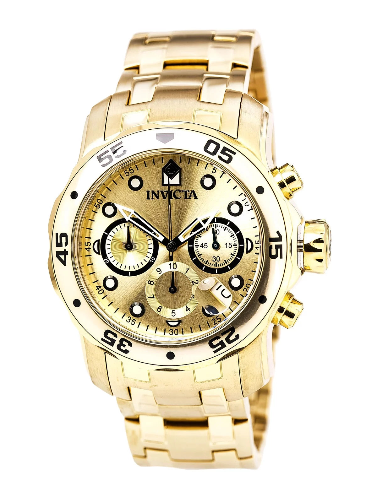 Men'S 0074 Pro Diver Scuba Champagne Dial Gold Steel Bracelet Dive Watch