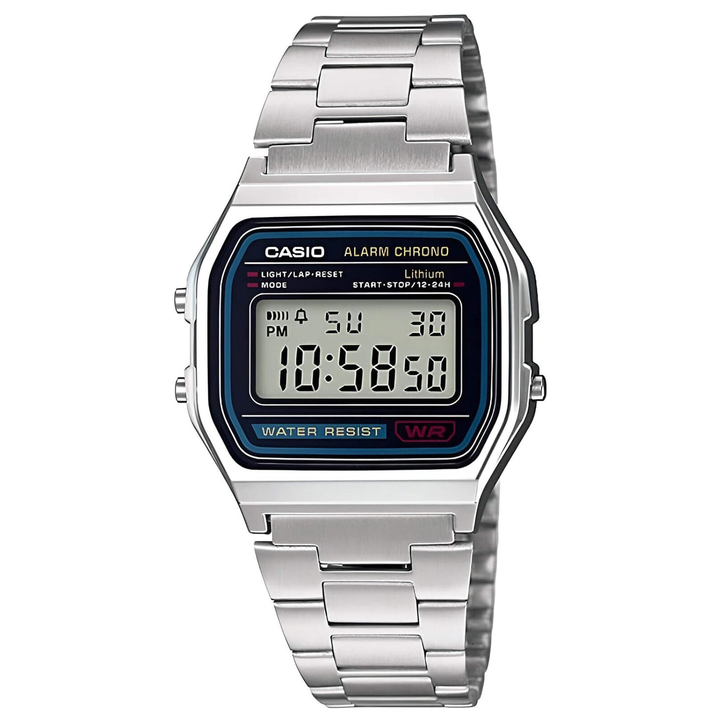 Casio Men'S Watch Classic Digital Grey Dial Stainless Steel Bracelet A158WA-1