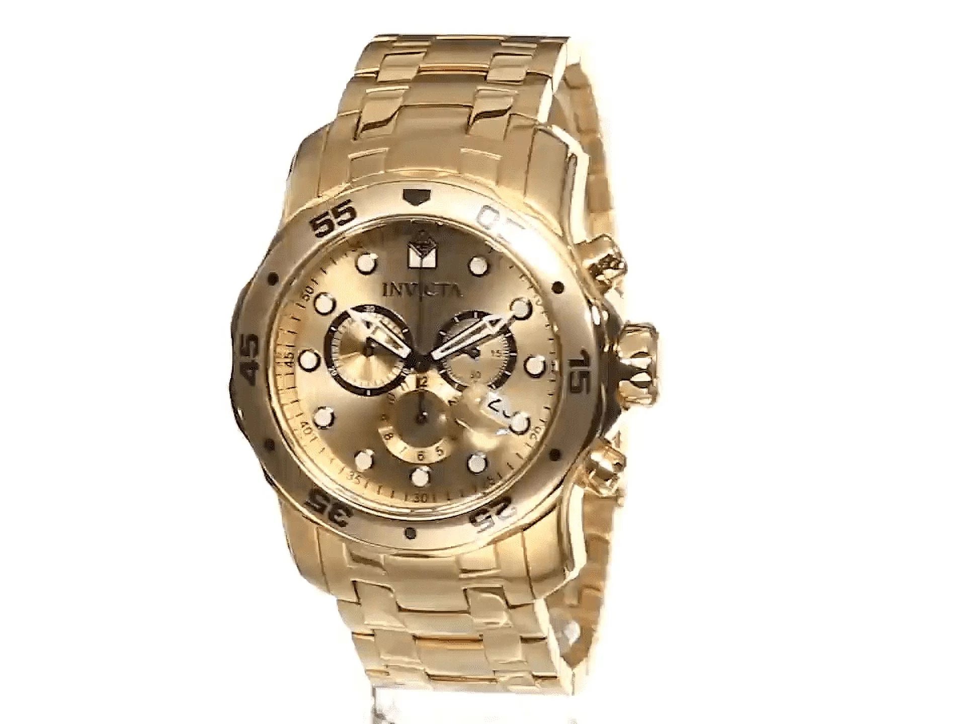 Men'S 0074 Pro Diver Scuba Champagne Dial Gold Steel Bracelet Dive Watch
