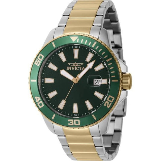 Pro Diver 46072 Men'S Two Tone Green Bezel Analog round Date Watch
