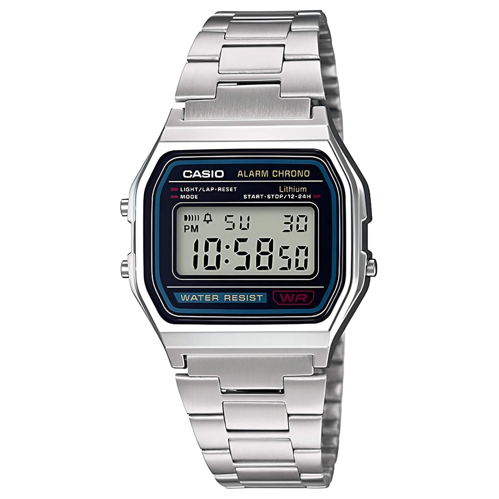 Casio Men'S Watch Classic Digital Grey Dial Stainless Steel Bracelet A158WA-1
