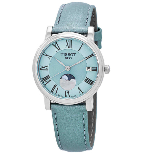Tissot Carson Moon Phase Quartz Light Blue Dial Ladies Watch T122.223.16.35